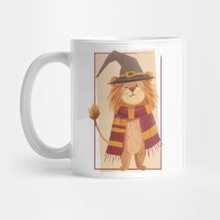 Whimsical Wizard Lion with a Scarf - Fantasy Mug